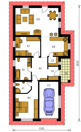 Grundriss des Erdgeschosses - BUNGALOW 21